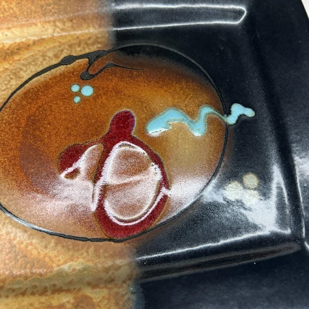 Signed Loren Lukens Studio Pottery Modern Art Dinnerware Plate Platter Vintage
